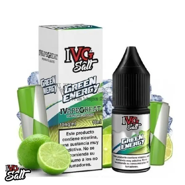 Green Energy de IVG Salt es la bebida energética PERFECTA!! fabricada a base de una mezcla de frutas blancas como el melón, manzana verde, guaraná y ese toque suave de lima con hielo!! ...SABE A MONSTER!! Disponible en V de vaper tu tienda de vapeo en Valdemoro
