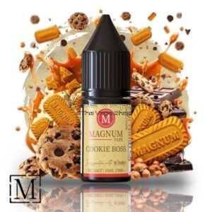 🍪 Cookie Boss: Galleta crujiente + chocolate con leche + nueces + chocolate blanco. Sales de nicotina 10/20mg, perfecto para pods. ¡El postre que puedes vapear!”